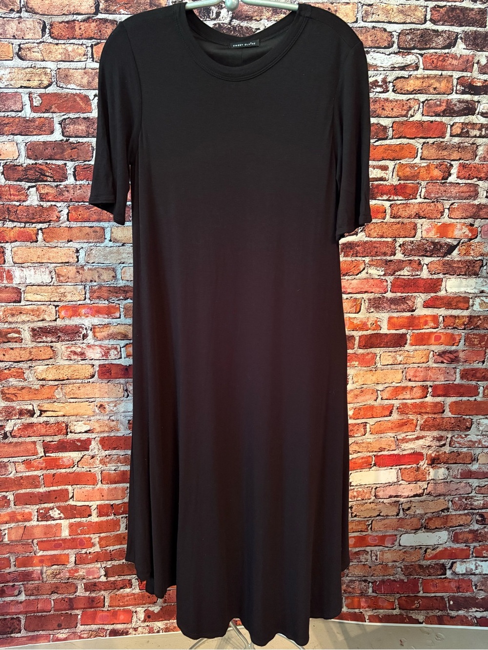 Sweet Claire Black Maxi Dress with Short Sleeves Basic Comfort Size Small